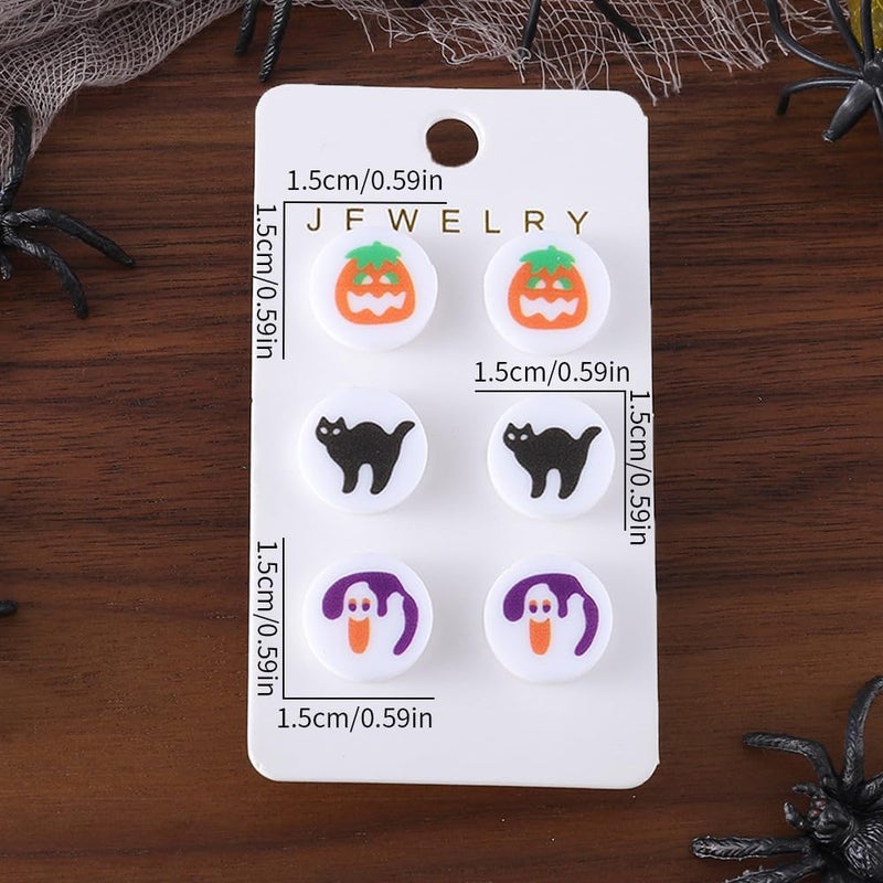 QRH 3PCS Halloween Sugar Cookie Earrings Cute Pumpkin Bat Ghost Sugar Cookie Stud Earrings Set Funny Fall Halloween Party Costume Cosplay Jewelry Gift - Image 1
